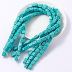 Natural Large Blue Turquoise Cube Stone Beads 8x11mm 38cm/str Loose Semi Gemstone Stone Square Beads for Making Bracelets Necklace - color: Blue Turquoise