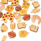 Cheriswelry Cup Cake Resin Pendants Lovely Food Sweet Dessert Dangle Charms Links Hanging Ornament with Metal Loop Fruit Pendants for Key Chains Bracelet Necklace Jewelry Making - color: Mixed Color-Bread