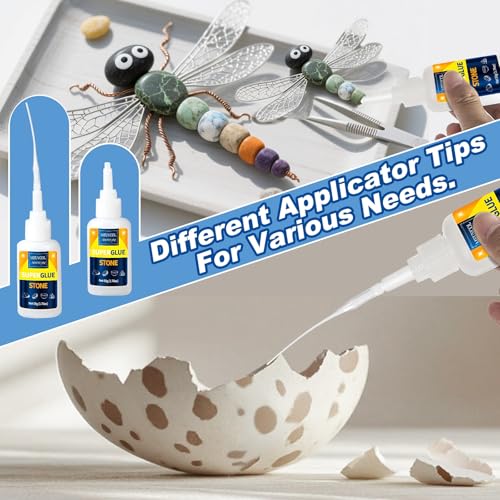 Meuvcol Stone Glue 100g - Marble Glue Heavy Duty for Granite, Artificial Stones & Tile | Clear Waterproof Stone Adhesive for Marble Repair & Craft Projects | Fast Drying, Strong, 6 Precision Nozzle - size: 100g, style: Stone Glue