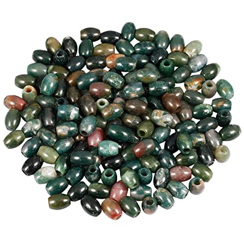 SUNYIK Indian Agate Large Hole (5mm) Barrel Rondelle Loose Charms European Bead fits Bracelet,Jewelry Makings Pack of 20 - color: #1-Multi Green-Indian Agate, size: 16x5mm
