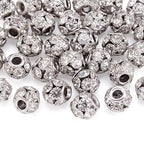 Craftdady 30Pcs 8mm Crystal Rhinestone Rondelle Spacer Beads Platinum Disco Ball Loose Beads for Jewelry Making Hole: 2mm… - color: Platinum-8mm