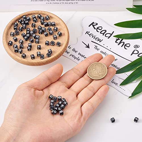 FASHEWELRY 500Pcs Cube Acrylic Letter Beads 5x5x5mm Black Square Letter S Alphabet Beads for DIY Bracelet Necklace Jewelry Making - color: Letter S