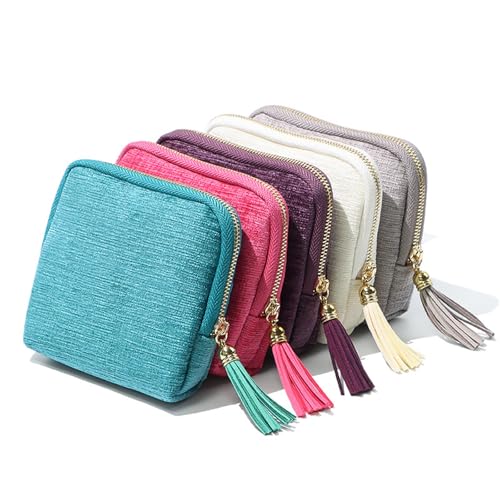Travel Jewelry Organizer Case, Small Jewelry Pouch Bags with Zipper & Tassel, Travel Jewelry Case for Earrings Necklaces Rings Bracelets Brooches, Travel Gifts for Women - color: Light Blue