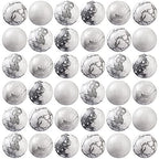 100Pcs Natural Stone Beads 6mm White Howlite Round Gemstone Loose Beads with Elastic Bracelet String for Bracelets Necklace Jewelry Making - color: White Howlite, size: 6mm