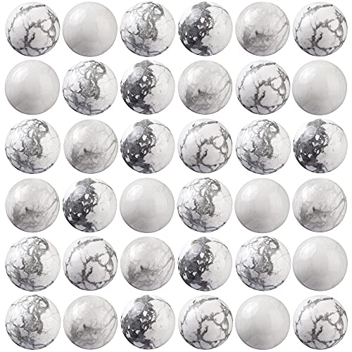 100Pcs Natural Stone Beads 6mm White Howlite Round Gemstone Loose Beads with Elastic Bracelet String for Bracelets Necklace Jewelry Making - color: White Howlite, size: 6mm