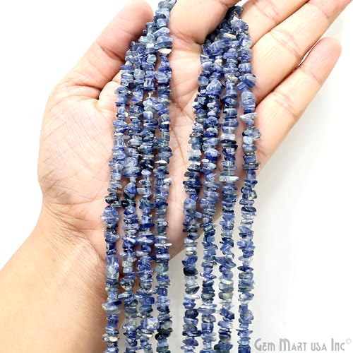 GM GemMartUSA Iolite Natural Raw Chip Beads Strands | Semi-Precious | AAA+ Quality 1 Strand 34” | DIY Bracelet Jewelry Making, Healing Crystal Craft| 4-6mm - Blue-Color Gemstones (CHIO-70001) - color: Iolite (CHIO-70001)