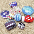 Chenkou Craft 50PCS Glass Beads for Jewelry Making Adults, Big Small Bulk for Crafts Lampwork Murano Bead for Bracelets Necklaces Crafting Supplies + 1pc Plastic Box (Mix)