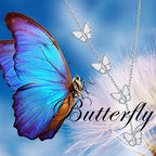 Long Necklace Sterling Silver Larait Bar Y Lariat Long Chain Drop Adjustable Necklace Gift for Her, 30" - style: Long Butterfly Necklace