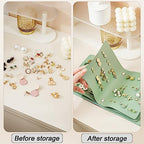 LAKE OF FIRE Earring Holder Organizer with Foldable Book Design Jewelry Book Organizer, Portable Pu Leather Travel Earring Case(Green) - color: Green