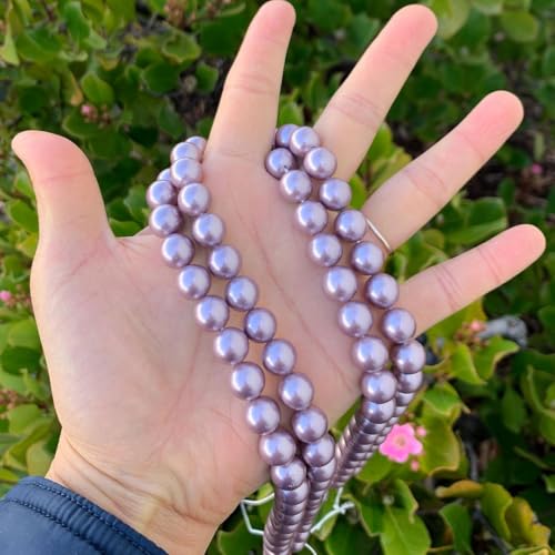 60pcs Adabele AAA Grade 6mm Natural Shell Pearl Loose Round Beads Freshwater Mother of Pearl Nacre 15 inch (Lavender Amethyst) for DIY Craft Jewelry Making SP6-11 - color: Lavender Amethyst, size: 6mm (60pcs/1 Strand)
