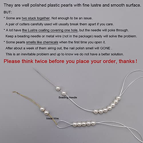 INSPIRELLE 7000pcs 4mm White Art Faux Pearl Beads ABS Round Loose Spacer Beads for DIY Craft Necklaces Bracelets Jewelry Making - color: White, size: 4mm