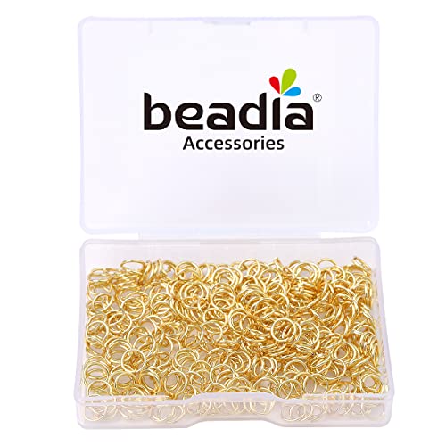 BEADIA 14K Gold Plated Jump Rings Non Tarnish 6mm 400pcs for Jewelry Making Findings - color: 14K Gold, size: 0.7x6mm
