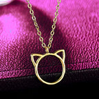 Valloey Rover Gold Necklace for Women 14K Gold Plated Circle Cubic Zirconia Pendant Necklace Dainty Twist Rope Chain Necklace Simple Jewelry Gift for Women - style: Gold-Cat