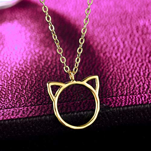 Valloey Rover Gold Necklace for Women 14K Gold Plated Circle Cubic Zirconia Pendant Necklace Dainty Twist Rope Chain Necklace Simple Jewelry Gift for Women - style: Gold-Cat