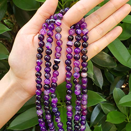 90pcs Adabele AAA Natural Banded Purple Agate Healing Gemstone 4mm (0.16 inch) Small Round Loose Beads Gem Stone Spacer GC18-4 - color: Banded Purple Agate, size: 4mm (90pcs/1 Strand)