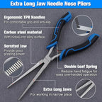 SPEEDWOX Long Reach Needle Nose Pliers Thin Extra Long Needle Nose Pliers with Serrated Jaw for Jewelry Making, Bending Wire and Small Object Gripping Needle Remover Plier Work On Narrow Place - style: Extra Long Needle Nose Pliers