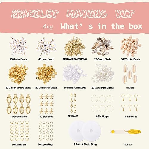 ADIIL 7200 Pcs Clay Beads Friendship Bracelet Making Kit, 24 Colors 6mm Polymer Heishi Beads, Neutral