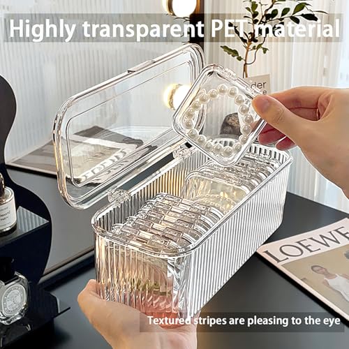 1 Pack Acrylic Bracelet Jewelry Storage Box with 12 Portable Anti Tarnish Organizers for Earrings/ring/necklace (Clear)