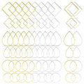216pcs Beading Hoop Earrings 3 Shapes Earring Hoops Hypoallergenic Earring Finding Square Teardrop Round Earrings Beading Hoop Bulk for DIY Earring Making Supplies(Gold&Silver) - color: 216PCS;Teardrop,Square,Round;Gold,Silver