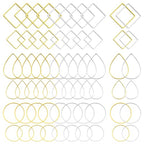 216pcs Beading Hoop Earrings 3 Shapes Earring Hoops Hypoallergenic Earring Finding Square Teardrop Round Earrings Beading Hoop Bulk for DIY Earring Making Supplies(Gold&Silver) - color: 216PCS;Teardrop,Square,Round;Gold,Silver