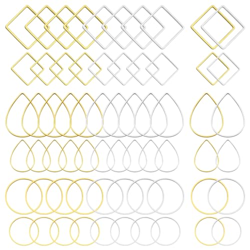 216pcs Beading Hoop Earrings 3 Shapes Earring Hoops Hypoallergenic Earring Finding Square Teardrop Round Earrings Beading Hoop Bulk for DIY Earring Making Supplies(Gold&Silver) - color: 216PCS;Teardrop,Square,Round;Gold,Silver