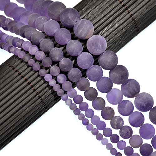 AD Beads Beautiful Natural Matte Gemstone Round Spacer Loose Beads 4-12mm (10mm, 15 Matte Amethyst) - color: 15 Matte Amethyst, size: 10mm
