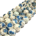 [ABCgems] Extremely-Rare Himalayas K2 Azurite in Granite (Occasionally Inclusions with Apatite & Malachite) 10mm Smooth Round Natural Semi-Precious Gemstone Healing Energy Beads - color: K2 Azurite in Granite (From Himalayas)