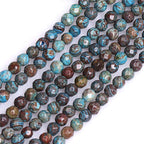 GEM-Inside 4mm Round Dyed Blue Crazy Lace Agate Faceted Gemstone Loose Beads Energy Stone Power Beads for Jewelry Making 15"