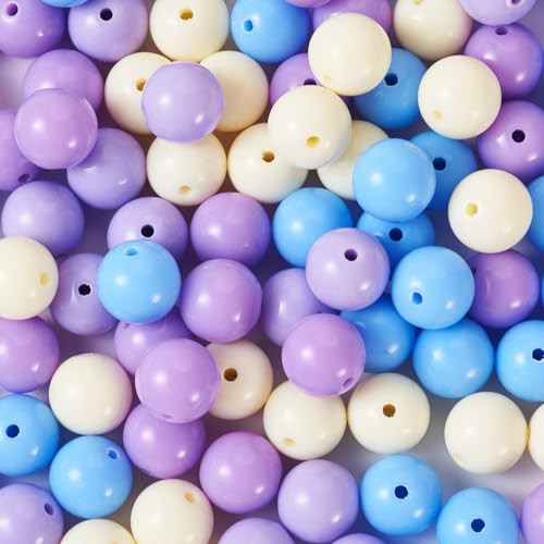 100 Pcs 11.5-12mm Bubblegum Beads Opaque Acrylic Chunky Loose Spacer Round Focal Beads for Jewelry Making Bracelet Necklace Keychain Craft Art Making,Hole:1.8mm,Blue Violet - color: Blue Violet