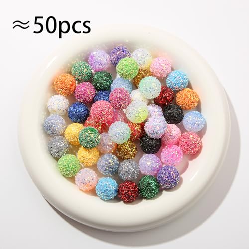 50pcs 20mm Rhinestone Beads Shine Disco Ball Beads Chunky Bubblegum Beads Crystal Round Beads for Pen Bag Chain Jewelry Making Bubble Gum Beads Pen Making(Style-3) - color: style-3