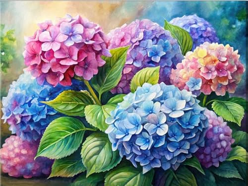 EIBEILI Diamond Painting Kits for Adults, Hydrangea Flowers 5D Diamond Art Kits for Beginner DIY Full Drill Diamond Dots Crystal Craft Kits for Home Wall Decor Gifts 12x16 Inch - color: Flowers-10