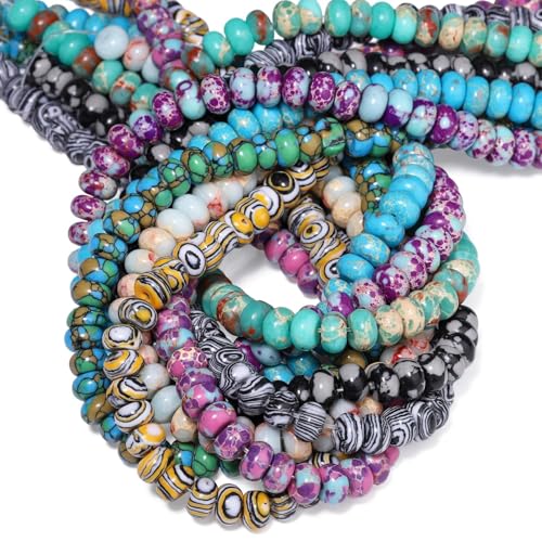 Songxi 5x8mm Natural Blue Shoushan Stone Rondelle Beads, 75PCS Spacer Round Loose Abacus Beads for Jewelry Making, Gemstone for Bracelet Necklace Earrings, Arts and Crafts - color: Blue Shoushan Stone