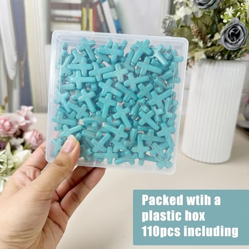 Turquoise Cross Beads for Bracelet Making - 110pcs 18x25mm Natural Semi-Precious Gemstone Loose Spacer Beads for Jewelry, Beading, Earrings & DIY Handmade Crafts - color: Turquoise Cross 18*25mm