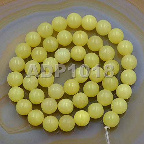 AD Beads Natural Gemstones 8mm Round Loose Beads 15'' ~ 16'' Pick Stone (Smooth Lemon Jade) - color: Smooth Lemon Jade