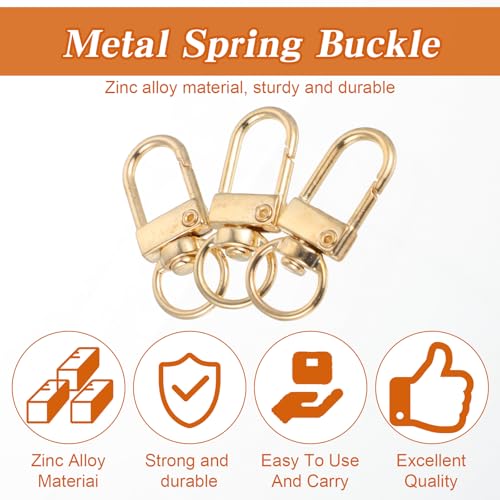 Xindojuz 30 PCS Metal Lobster Claw Clasps for Keychains and Jewelry Making, 360° Swivel Lanyards Snap Hooks Strap with Key Rings, Key Chains Connector Purses Straps Bag Charm DIY Accessories (Gold) - color: Gold