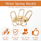 Xindojuz 30 PCS Metal Lobster Claw Clasps for Keychains and Jewelry Making, 360° Swivel Lanyards Snap Hooks Strap with Key Rings, Key Chains Connector Purses Straps Bag Charm DIY Accessories (Gold) - color: Gold