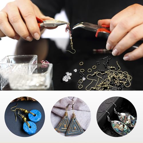 TOAOB 600pcs Earring Hooks Hypoallergenic Ear Wire Hooks with Open Jump Rings and Earring Backs Black Bronze Earring Making Kit for Jewelry Making Supplies