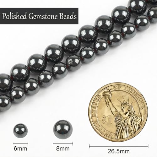 Stone Beads, 60pcs Black Onyx, 6mm Round Loose Beads for Jewelry Making, Bracelets, with Bag, String & Card - color: Black Onyx, size: 6mm