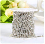 11 Yards 2mm Silver Crystal Rhinestone Close Chain Single Row Trimming Claw Chain Jewelry Crafts DIY (Silver) - color: silver