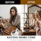 3 Tier Rotating Jewelry Stand with Adjustable Height, Necklace Holder Display Stand with 36 Hooks, Metal Jewelry Tree Organizer for Bracelets, Keychain Display, Jewelry Display for Vendors