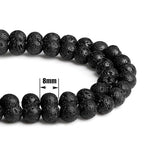 QINJIEJIE 100PCS Black Volcanic Lava Beads 8mm Natural Stone Beads Round Loose Gemstone Bead for Bracelet Beading Crystal Jewelry Making DIY Necklace Earrings 0.32" - color: Black volcanic Lava, size: 100PCS