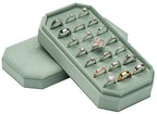 Velvet Ring Organizer Display Tray Jewelry Box Earring Holder Case for Wedding Birthday Christmas Day (Emerald Green) - color: Emerald Green