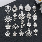 WOCRAFT 60pcs Bright Silver Flowers Bracelet Charms for Jewelry Making Sets DIY Necklace Bracelet Keychain Crafting Charms Kit Craft Supplies (SN879) - color: Bright Silver, size: Flowers Charms