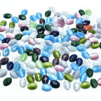 28pcs 10x14mm Mixed Colors Cat's Eye Flat Faceted Oval Stone Loose Gemstone Beads Semi-Precious Craft Supplies for DIY Jewelry Making - color: Faceted Oval Mixed Colors