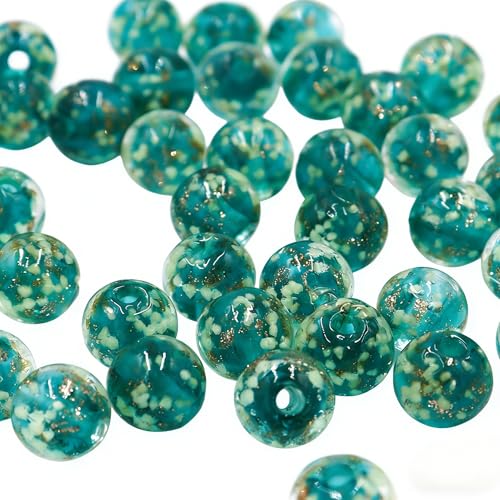 100 PCS 8mm Glow in The Dark Beads,Lake Blue Round Luminous Bead Bracelet Beads for Jewelry Making,Earring Spacer Bead,DIY Crafts - color: Lake Blue