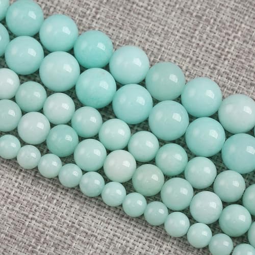 75PCS 10MM Natural Stone Amazonite Chalcedony Loose Beads for Jewelry Making DIY Bracelet Necklace 2 Strands - color: Amazonite Chalcedony, size: 10mm (2 strands)