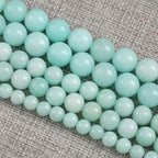 75PCS 10MM Natural Stone Amazonite Chalcedony Loose Beads for Jewelry Making DIY Bracelet Necklace 2 Strands - color: Amazonite Chalcedony, size: 10mm (2 strands)