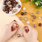 PH PandaHall 50pcs 20mm Acrylic Bubblegum Beads Chunk Pen Beads Brown Focal Beads Large Loose Beads for Pen Wedding Christmas Garland Jewelry Bracelet Necklace Pen Bag Chain Making - color: Brown