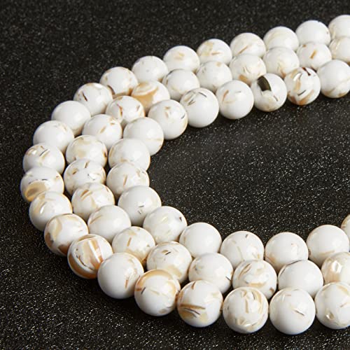 45pcs 8mm White Shell Turquoise Beads Natural Gemstone Beads Round Loose Beads for Jewelry Making - color: White Shell Turquoise, size: 8mm