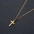 Joxevyia Cross Necklace for 14K Gold Filled Stainless Steel Small Cross Pendant with Cuban Chain Necklace Simple Faith Jewelry Christmas Gift for Men Women 16-24 Inches - size: 18 inches, style: gold cross necklace 0.8"*0.4"
